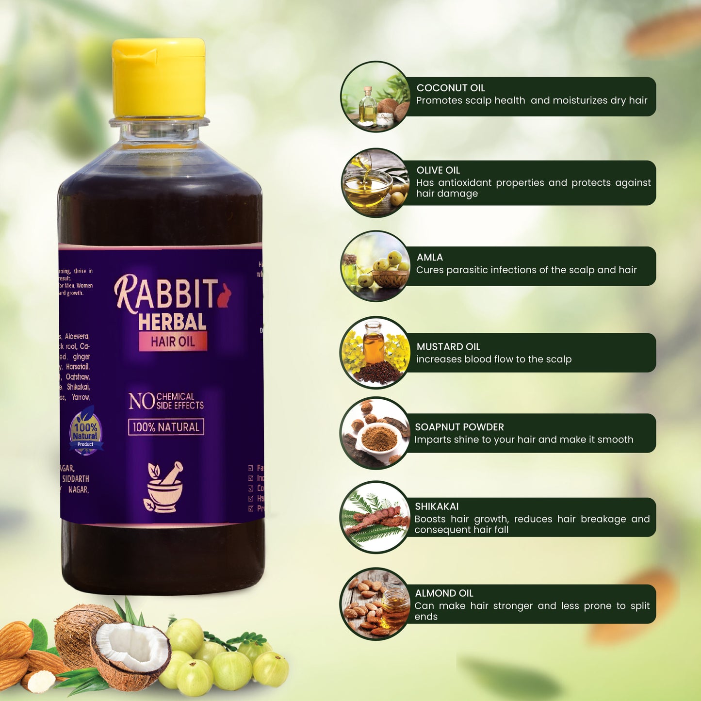 Rabbit Herbal Hair Oil - 100% Original & Effective!
